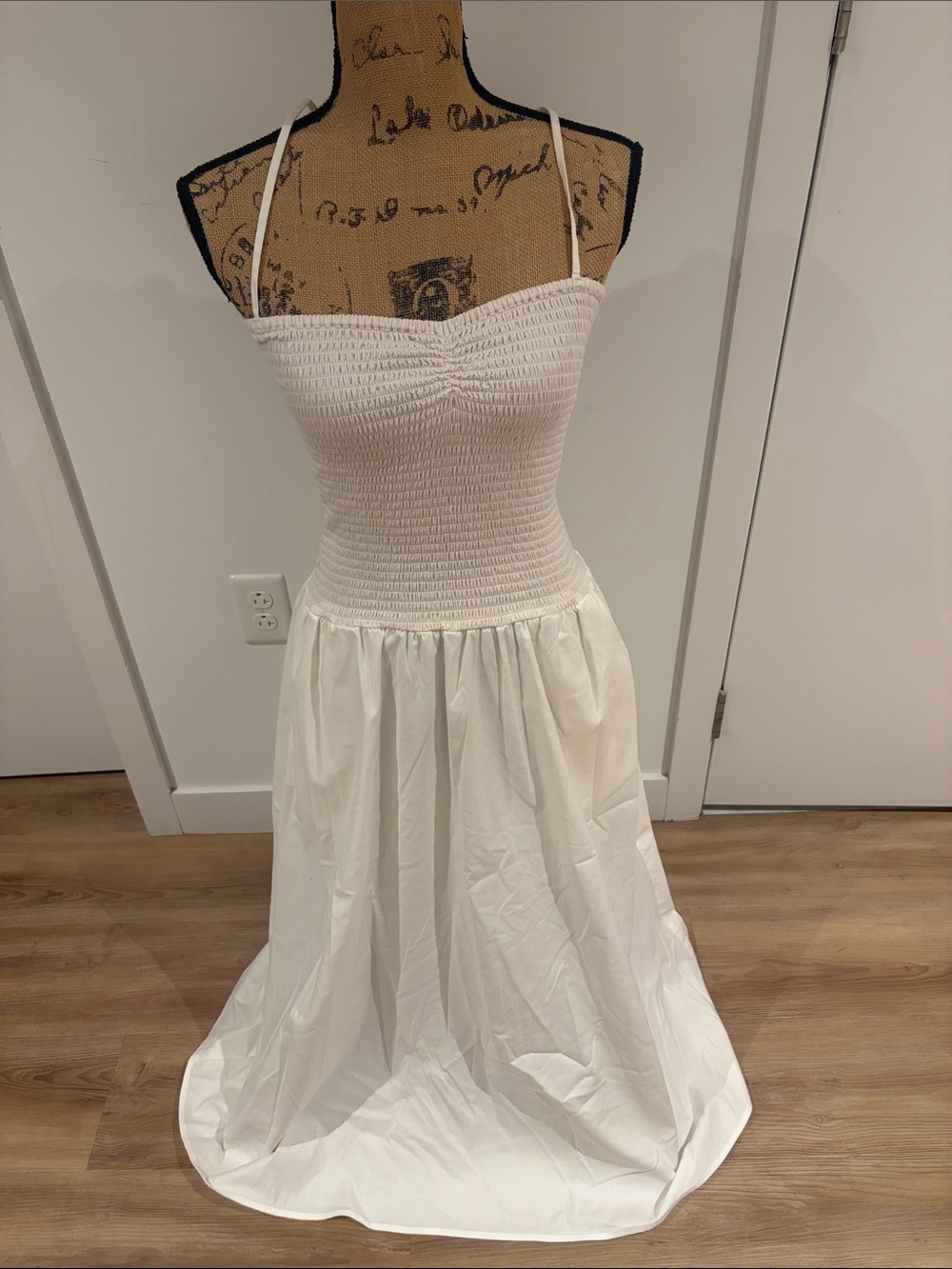 Reformation White Smocked Bodice Maxi Dress